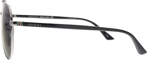 Vista 3 de Gucci GG 0043SA 001 - Lentes de sol de aviador de metal plateado con ajuste asiático lente de espejo azul NegroRutenio 6114145