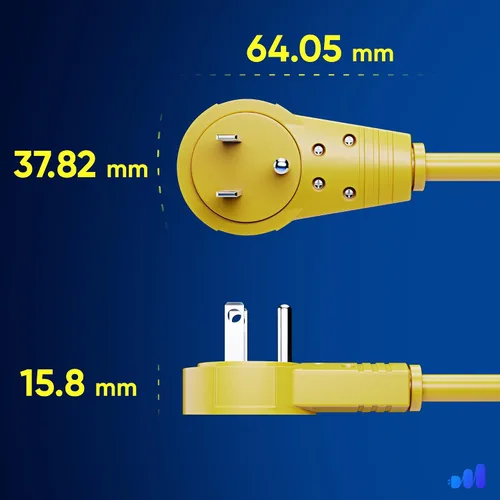 Vista 5 de Maximm Cable de extensión de enchufe plano giratorio de 360° de 0.5 pies, cable de alimentación de 3 clavijas, cable de alimentación de 16 Awg
