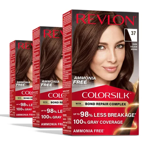 Vista 15 de Revlon ColorSilk con Complejo de Reparación de Enlaces, Tinte Permanente para el Cabello Marrón, 100% Cobertura de las Canas, Tinte para el Cabello