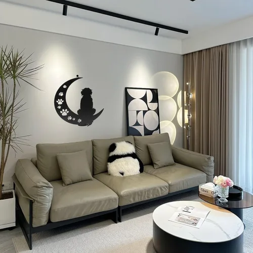 Vista 7 de VZVXCC Arte de pared de metal para perros, decoración para exteriores, escultura de pared de metal negro de 12 pulgadas, decoración para colgar