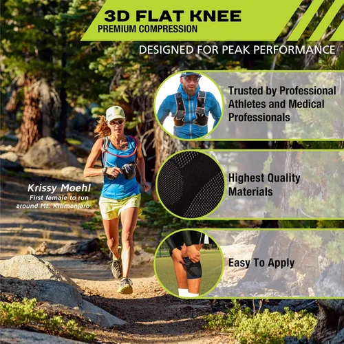 Vista 2 de Pro-Tec Athletics Rodillera plana 3D, tecnología avanzada de punto plano para un ajuste personalizado, tela elástica multidireccional transpirable