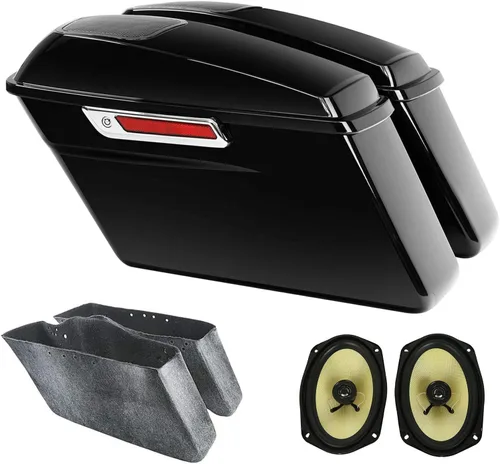 Vista 12 de TCMT Bolsas de sillín rígidas de color negro mate + llaves de pestillo y forros, inserto de alfombra para Harley modelos Touring 2014-2024 Road King