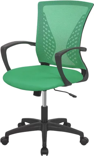 Vista 14 de Silla de oficina FDW para el hogar, con respaldo de altura media, para computadora, con soporte lumbar giratorio, ajustable, para trabajo, Negro