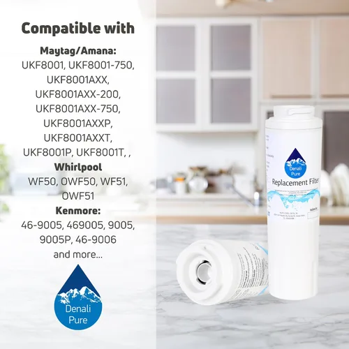 Vista 9 de KitchenAid KBFS25EWMS5 - Paquete de 3 filtros de agua de repuesto para refrigerador, compatible con cartucho de filtro de agua KitchenAid 4396395