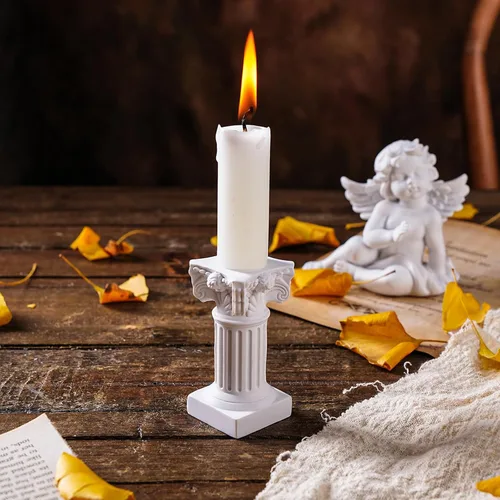 Vista 4 de Holibanna Estatuas de pilar romanas 5 piezas de resina mini pedestal griega para decoración del hogar, jardín, boda, fotografía, accesorios de 2.55