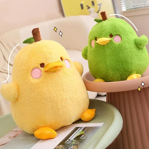 Vista 4 de PEACH CAT Linda Almohada de Felpa de Pato con Forma de Pera Juguete de Peluche de Pato para Niños Amarillo 8 Pulgadas