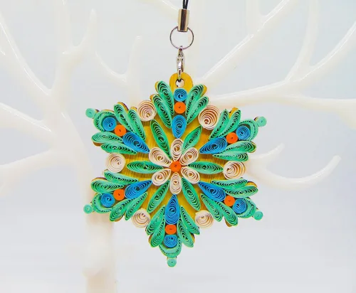 Vista 8 de Árbol de Navidad, decoración del hogar, decoración navideña, adorno hecho a mano, ornamento quilled, bolso, mochila, bolso, teléfono móvil