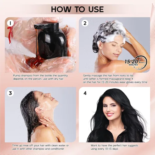 Vista 5 de Champú de tinte para cabello negro para cabello gris para mujeres, champú de color para el cabello para cobertura de canas, ingredientes herbales