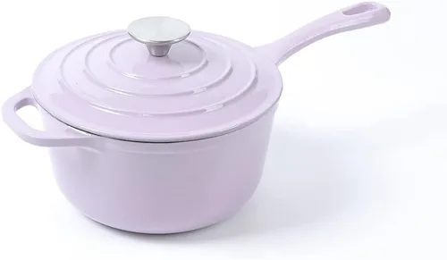 Vista 8 de HAWOK Mini cacerola de hierro fundido de 2.65 cuartos de galón, 8 pulgadas con tapa, pre-sazonada