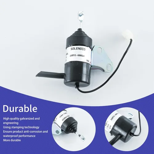Vista 3 de 16851-60014 Solenoide de apagado de combustible 16851-60010 16851-60011 16851-60012 052600-4531 101046 Reemplazo para pieza de tractor Kubota