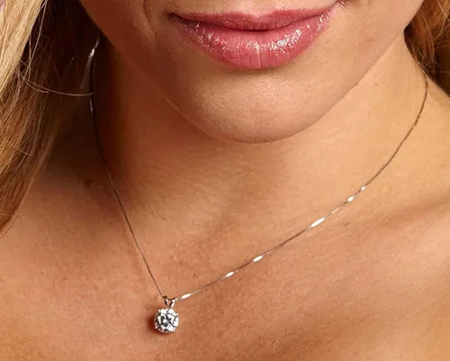 Vista 6 de AllenCOCO 925 Sterling Silver Necklace for Women Trendy, Cubic Zirconia Pendant Dainty Chain, Delicate Charm Jewelry, Birthday Gifts for Girlfriend