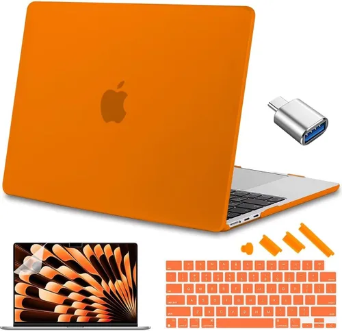 Vista 20 de Compatible con MacBook Air de 15 pulgadas M2 M3 versión 2023 2024, funda rígida de plástico, funda de teclado y protector de pantalla y adaptador
