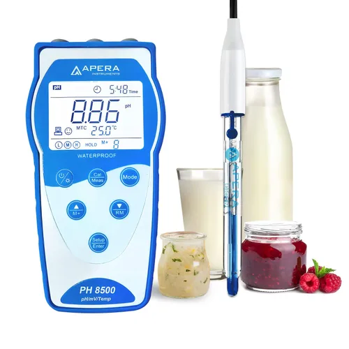 Vista 6 de Apera Instruments Premium Series PH8500-MS Kit de medidor de pH portátil para muestras pequeñas y tubos de ensayo, azul (AI5554)