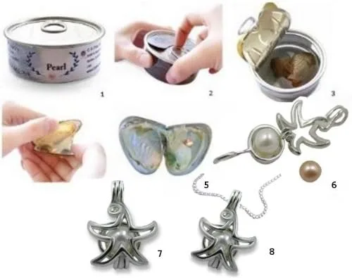 Vista 6 de Pearlina Wish Upon a Star - Juego de collar de plata de ley cultivada con perlas de deseos en ostras, 18 pulgadas, Perla