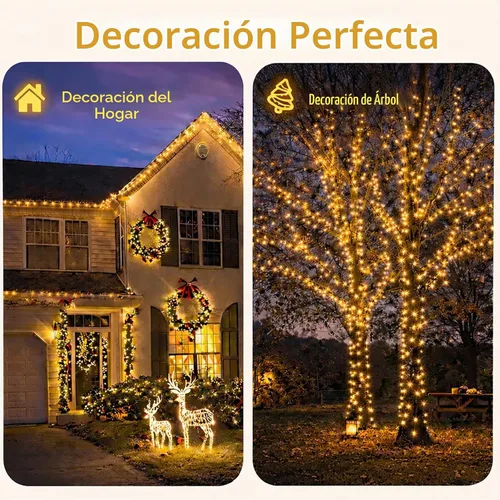 Vista 3 de SyouHome Paquete de 2 luces solares para exteriores, 400 luces LED de 132 pies, extralargas, 8 modos, luces parpadeantes impermeables para jardín