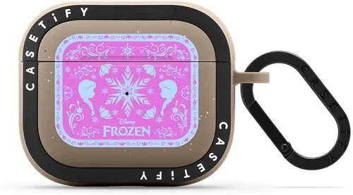 Vista 48 de CASETiFY AirPods Pro (1ª/2ª Gen) Estuche Bounce con Anillo [Colaboración Frozen] - Copo de Nieve de Anna - Taupe Mate