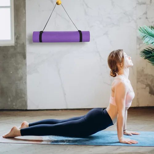 Vista 5 de Cosmos Correa para esterilla de yoga y pilates – Correa de transporte con bucles de banda elástica para pilates, ejercicios y aeróbicos, algodón