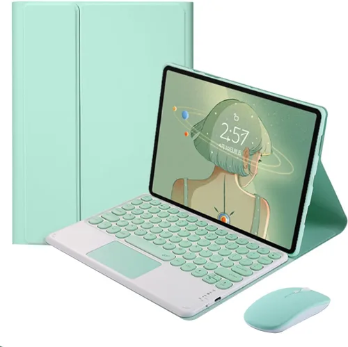 Vista 11 de Funda con teclado táctil para tablet Xiaomi Pad 6/6 Pro de 11.0 pulgadas, funda con teclado folio con linda llave redonda, teclado y mouse Negro