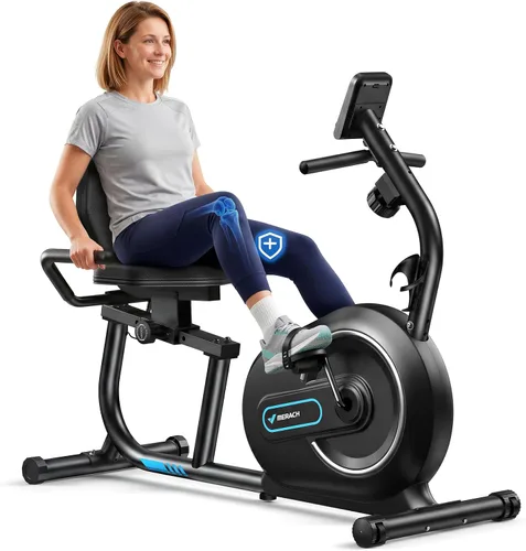 Vista 11 de MERACH Bicicleta Reclinable Estática para el Hogar con Bluetooth Inteligente y Aplicación Exclusiva para Bicicletas de Ejercicio, LCD, Manillar