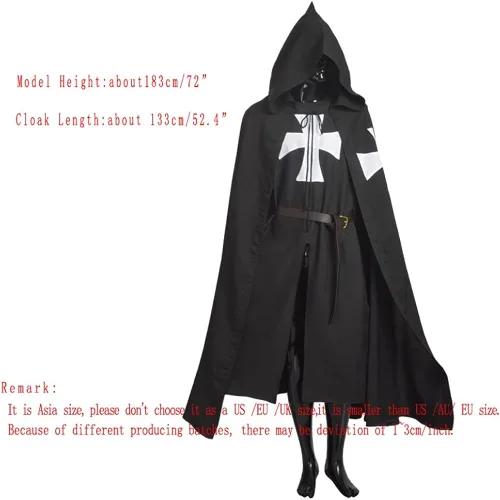 Vista 6 de BLESSUME Conjunto de traje de cosplay medieval de la túnica del caballero