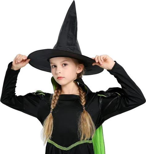 Vista 6 de AGQT Disfraces de bruja para niñas, disfraz de Halloween para niñas de 4 a 12 años