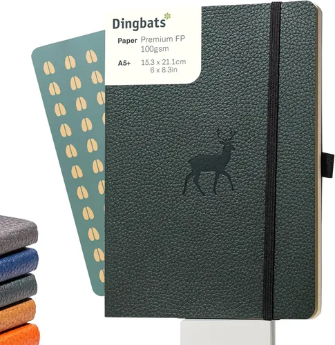 Vista 25 de Dingbats* Cuaderno de Escritura con Líneas de Vida Silvestre A5 - Tapa Dura de Cuero Vegano - Ideal para Trabajo, Viajes - Bolsillo, Cierre Elástico