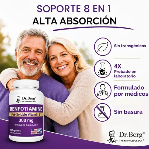 Vista 7 de Dr. Berg Vitamin B1 Benfotiamine 300mg 8-in-1 Nerve Support 90 Capsules