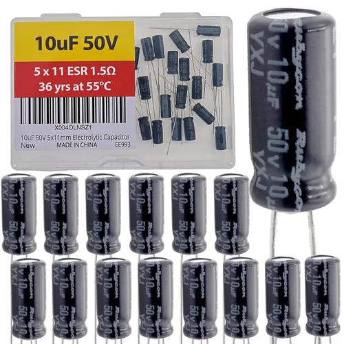 Vista 14 de 100uF 50V 8X11.5mm Rubycon Electrolytic Capacitor Low ESR 0.17Ω Long Life 36yrs at 55 Degree C mfd mircofarad Micro Farad C Radial Lead Aluminum