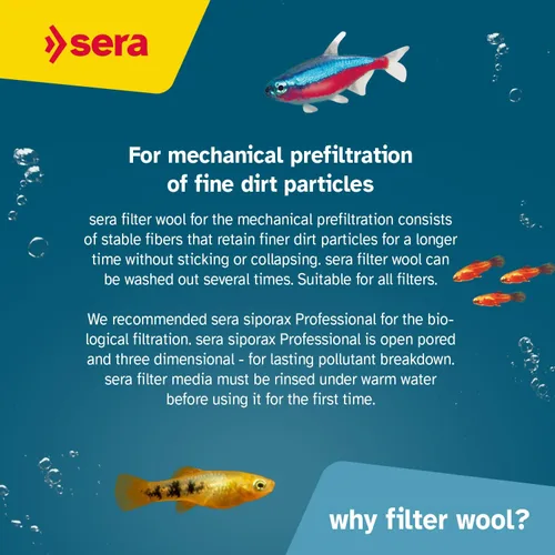 Vista 5 de sera Filtro de lana Prefiltro mecánico para mayor claridad del agua del acuario Reutilizable y ecológico Compatible con todos los filtros