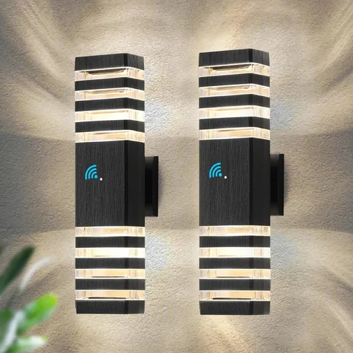Vista 16 de Luces de pared para exteriores de anochecer a amanecer - Diseño impermeable de 2 capas, modernas lámparas de exterior de aluminio para casa, luces
