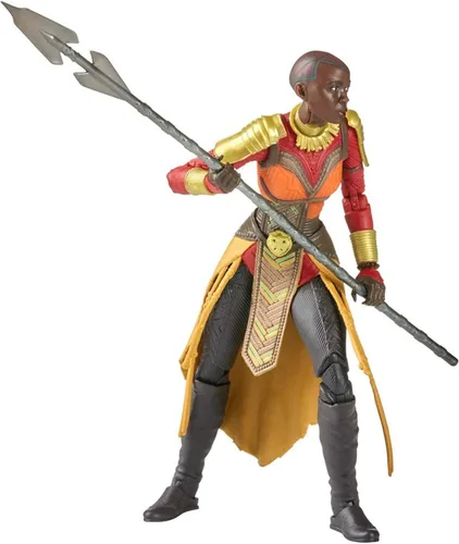 Vista 3 de Marvel - Serie Legends Black Panther Wakanda Forever Okoye, figura de acción de 6 pulgadas con 2 accesorios y 1 pieza de construcción, MCU