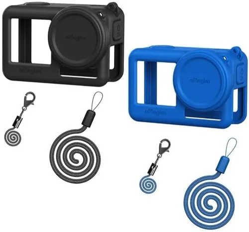 Vista 8 de Coyktonty Funda de silicona para DJI Action 4/Action 3, accesorios de funda protectora para OSMO Action 4 3, funda de silicona/correa a prueba