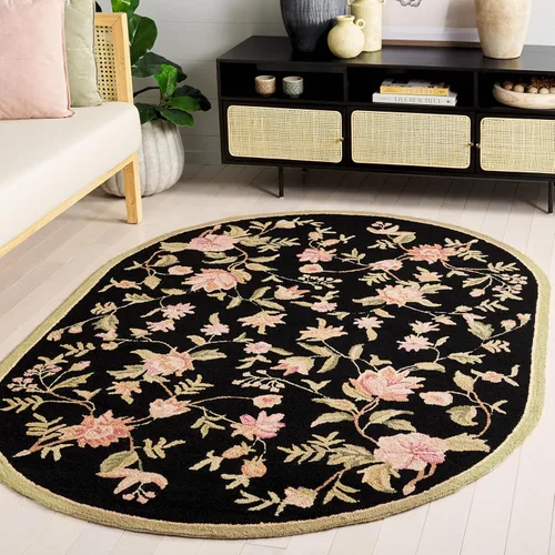 Vista 22 de SAFAVIEH Chelsea Collection - Alfombra decorativa de 1 pies 8 pulgadas x 2 pies 6 pulgadas, color negro, lana de campo francesa enganchada a mano