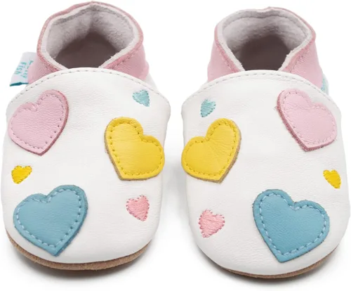 Vista 2 de Dotty Fish Zapatos de bebé, zapatos de cuna de cuero con suela suave para niñas
