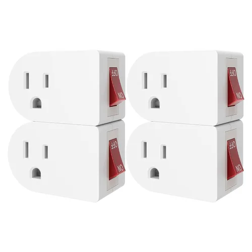 Vista 4 de Paquete de 3 adaptadores de enchufe de pared con interruptor de encendido y apagado, toma individual con interruptor en negro