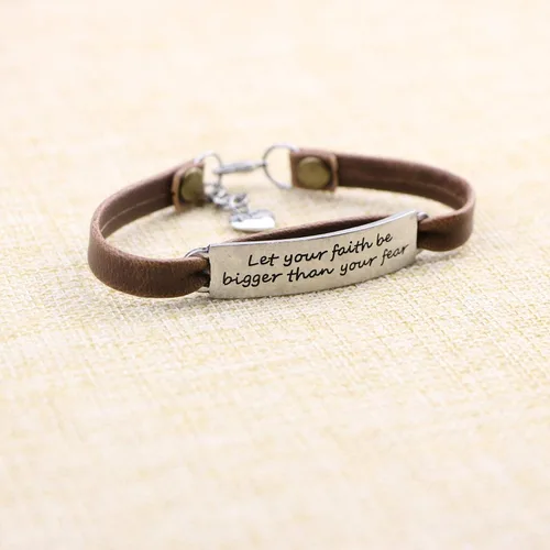 Vista 5 de Yiyang - Pulsera de cuero con mensaje inspirador para mujeres, niñas y adolescentes, regalo cristiano para navidad, cumpleaños, bautismo y navidad