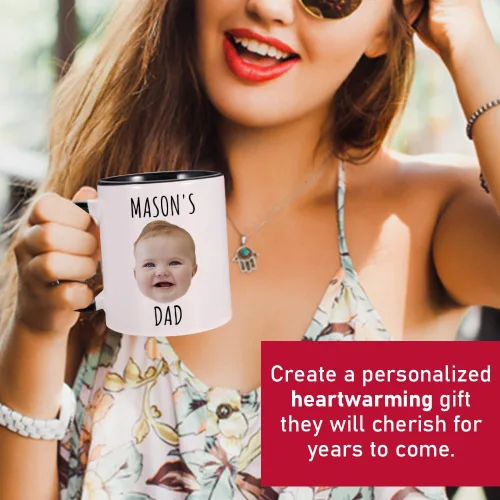 Vista 6 de Taza de café personalizada, tazas personalizadas con la cara de tus hijos, taza de bebé personalizada con nombre, taza con foto personalizada
