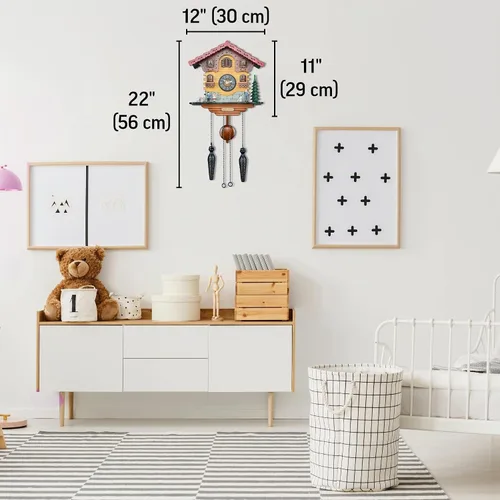 Vista 4 de TIMEGEAR Reloj de pared de cuco con movimiento de cuarzo y modo nocturno en estilo tradicional alemán
