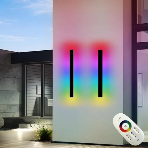 Vista 30 de Luces de pared modernas para exteriores de 39 pulgadas, 2700 K-6500 K, aplique de pared al aire libre regulable seleccionable con control remoto