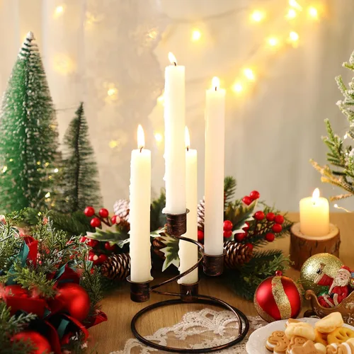 Vista 6 de Sliner - 3 portavelas de Navidad con forma de corona de Adviento de metal, anillo de vela en espiral Advent Wreath Candle Ring, Christmas