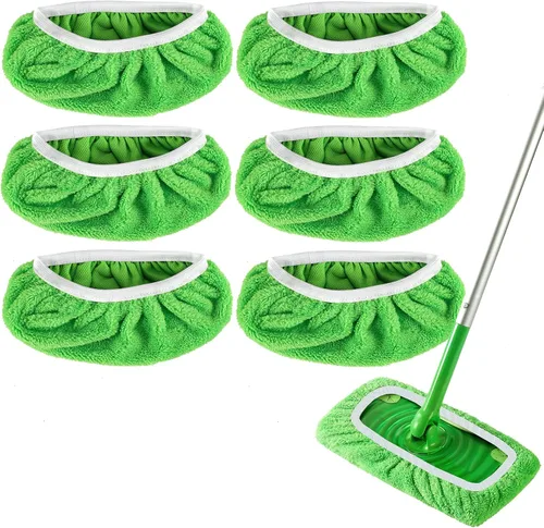 Vista 7 de Almohadillas de microfibra reutilizables compatibles con trapeador Paquete de 4 (verde)
