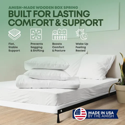 Vista 2 de Treaton, Cama Queen sin ensamblar – Somier de madera de 2.5 pulgadas – Fabricado en Estados Unidos – Silencioso sin ruido – Base de colchón