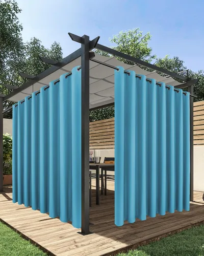 Vista 32 de HolidayIdeas Cortinas impermeables para patio, 4 paneles, 54 x 84 pulgadas, protección de privacidad y filtrado de luz, cortinas exteriores con Negro