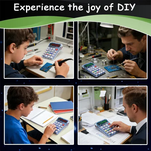 Vista 5 de Kit de práctica de soldadura DIY 7 dígitos pantalla LED calculadora electrónica y decodificador de resistencias, construcción de proyectos