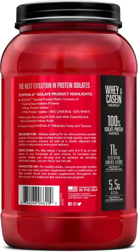 Vista 9 de BSN SYNTHA-6 Proteína Aislada en Polvo, Proteína de Chocolate con Aislado de Proteína de Suero, Aislado de Proteína de Leche, Sabor: Batido
