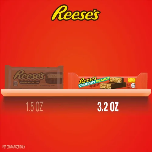 Vista 5 de REESE'S Crujiente mantequilla de maní y maní tamaño King, barras de caramelo, 3.2 onzas (18 unidades)