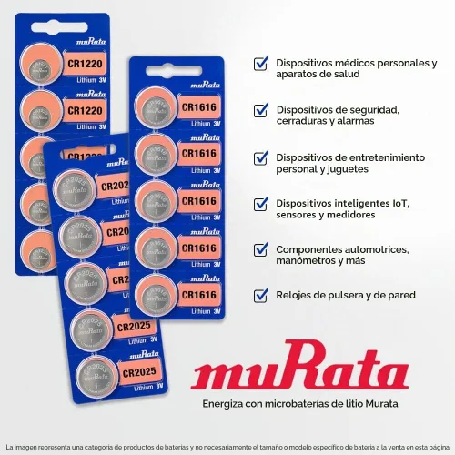 Vista 2 de Murata Batería CR2025 3V Litio Moneda Celda - Reemplaza Sony CR2025 (2 Baterías)