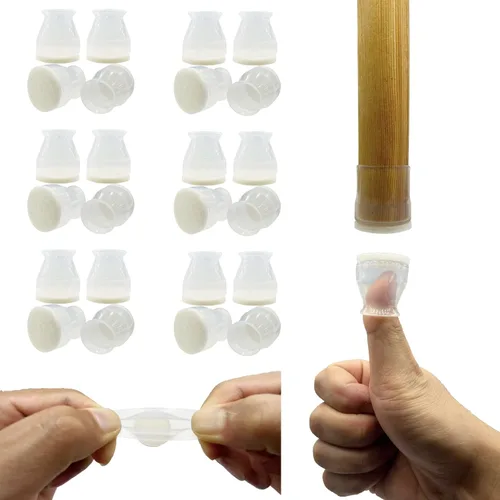 Vista 11 de Protectores de suelo de silicona extra pequeños para patas de silla con fieltro, se ajustan de 19/32 a 15/16 pulgadas, tapas de silicona para patas