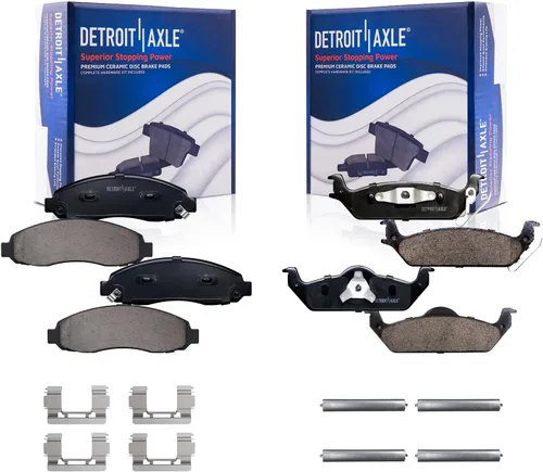 Vista 83 de Detroit Axle - Pastillas de freno para Ford F-150 99-03, 02 Lincoln Blackwood, Pastillas de freno de cerámica delanteras y traseras con repuesto