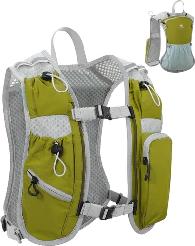 Vista 17 de Chaleco de correr para mujeres y hombres, mochila de hidratación para correr, chaleco para corredores, chaleco de hidratación, con soporte frontal